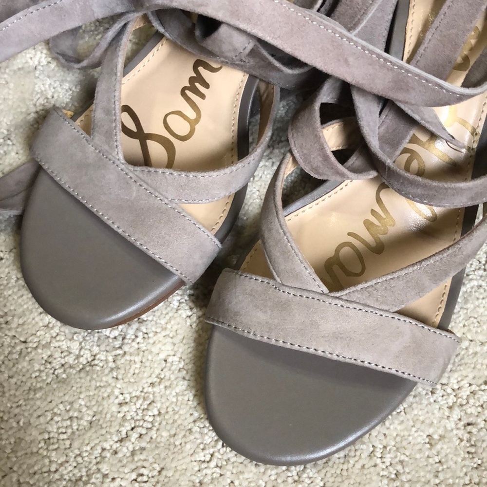 Sam Edelman Sheri Ankle Wrap Tie Suede Sandals - Picture 3 of 5
